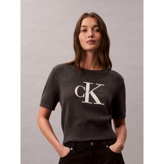 Calvin Klein Γυναικεία πλεκτή μπλούζα Monologo Cropped Jumper